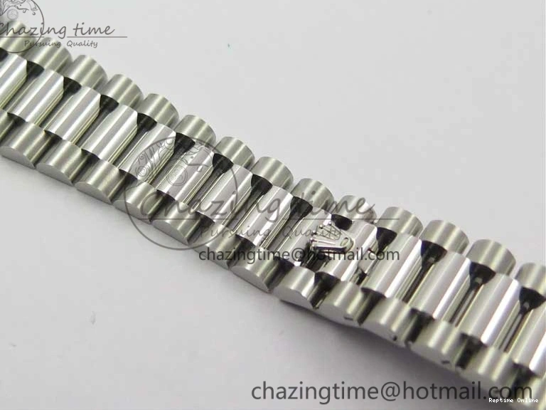 0415 TopPick Day-Date 36 SS 128239 Bp Maker Best Edition Black Dial Crystral Markers on President Bracelet 3149